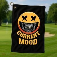 Current Mood Funny Halloween Skeleton Golf Towel thumb 1