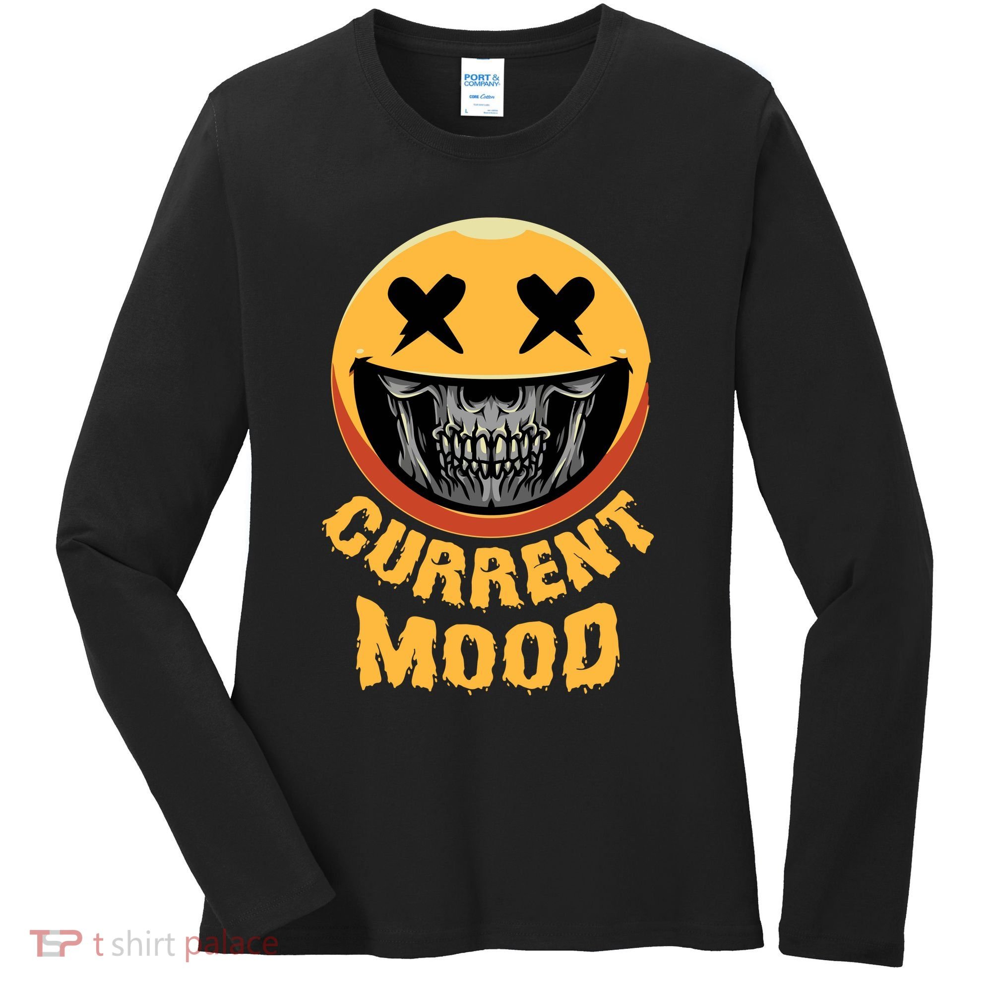 Current Mood Funny Halloween Skeleton Women's Long Sleeve Shirt