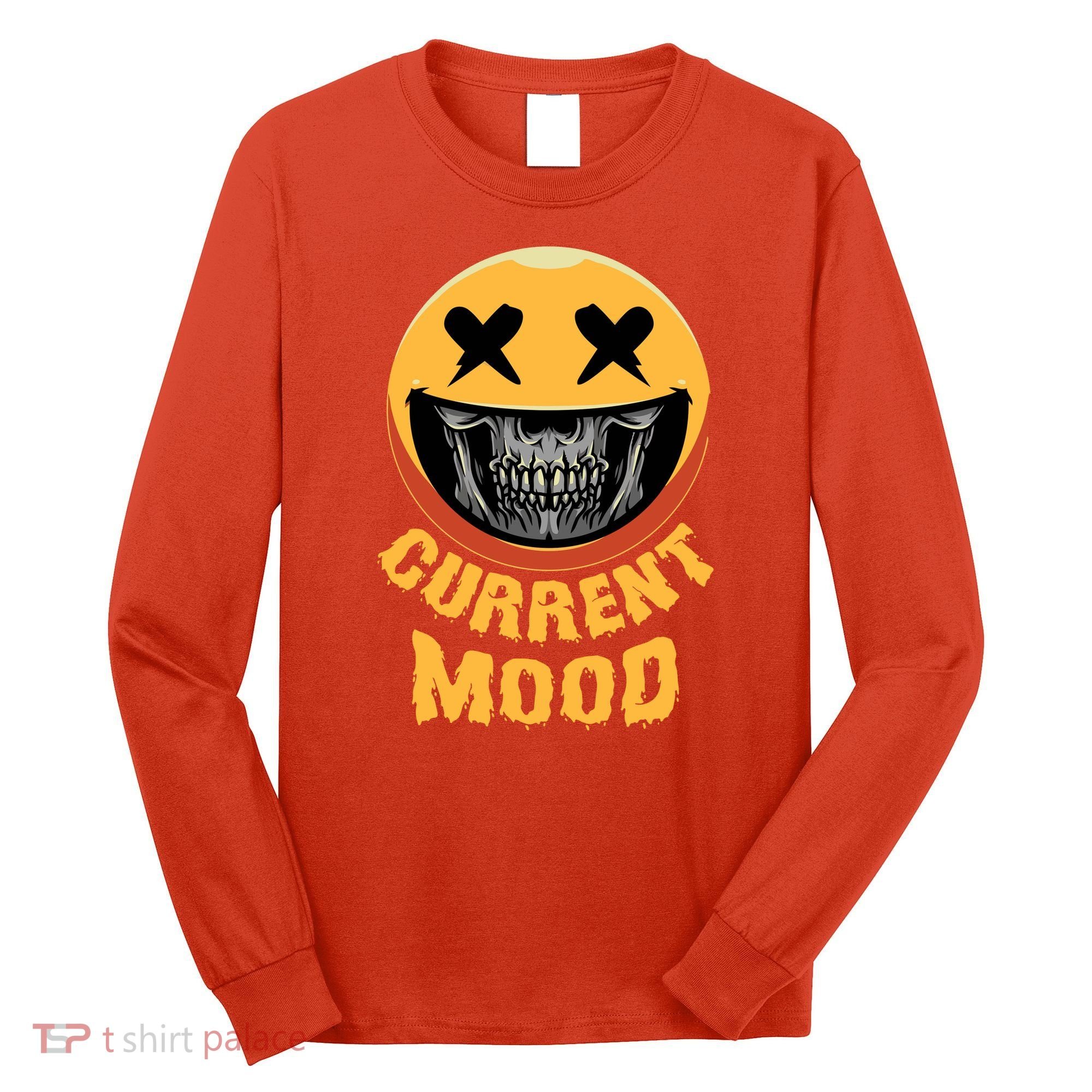 Current Mood Funny Halloween Skeleton Long Sleeve Shirt