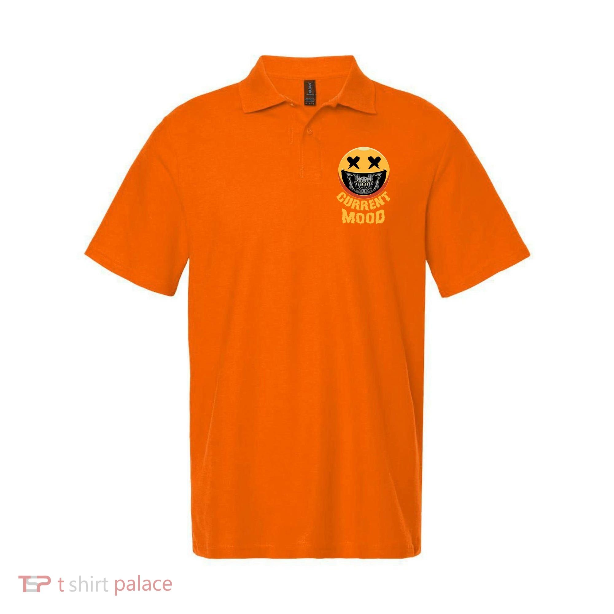 Current Mood Funny Halloween Skeleton Polo