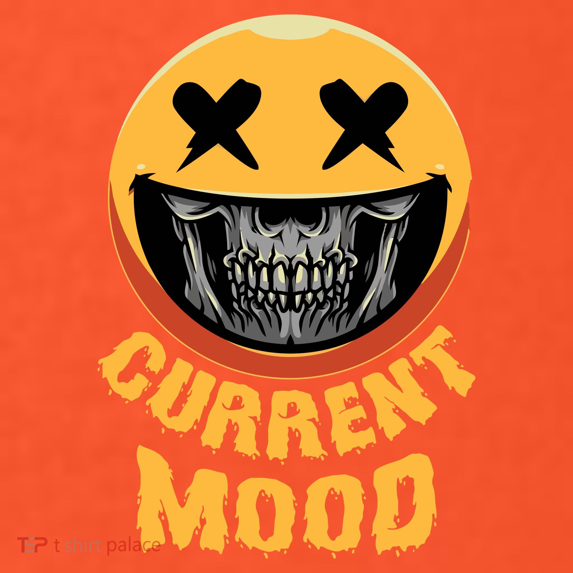 Current Mood Funny Halloween Skeleton Polo
