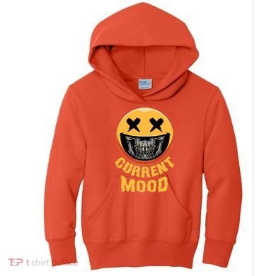 Current Mood Funny Halloween Skeleton Kids Hoodie
