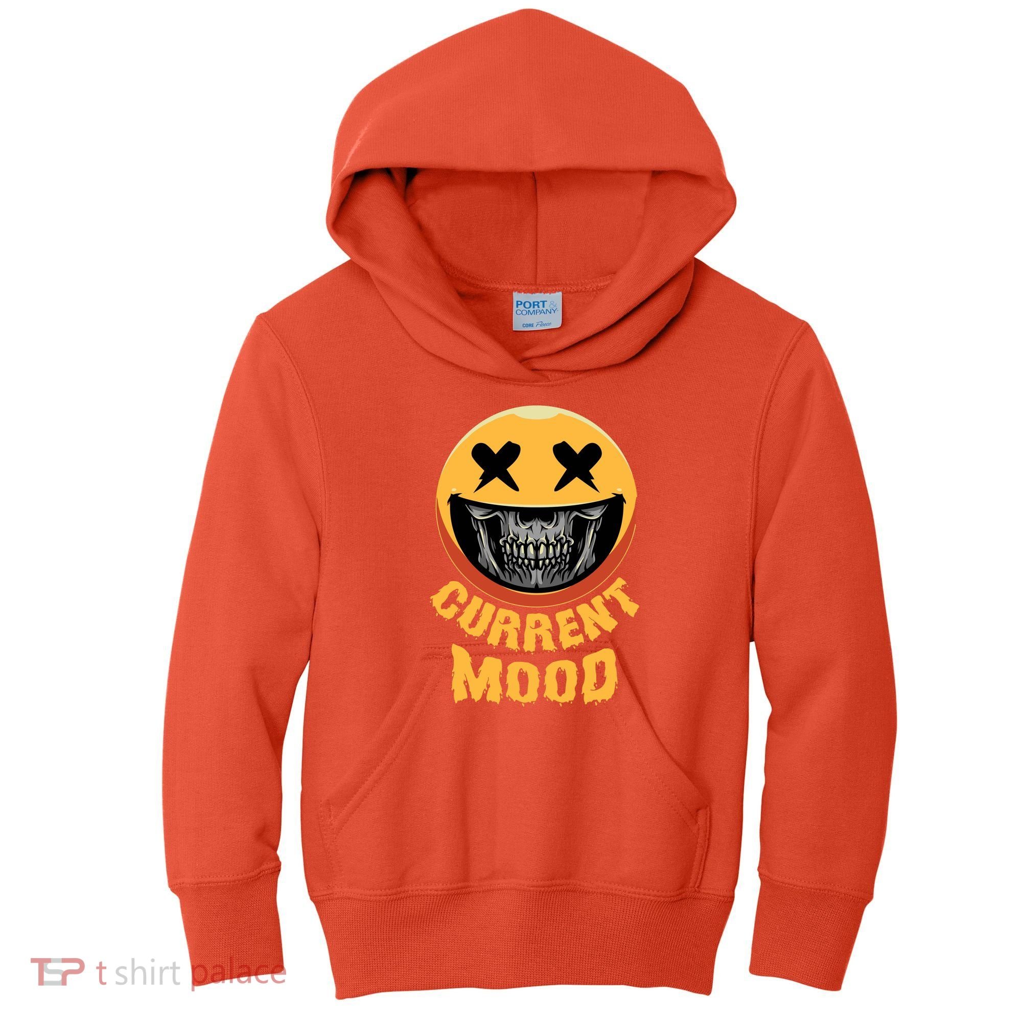 Current Mood Funny Halloween Skeleton Kids Hoodie