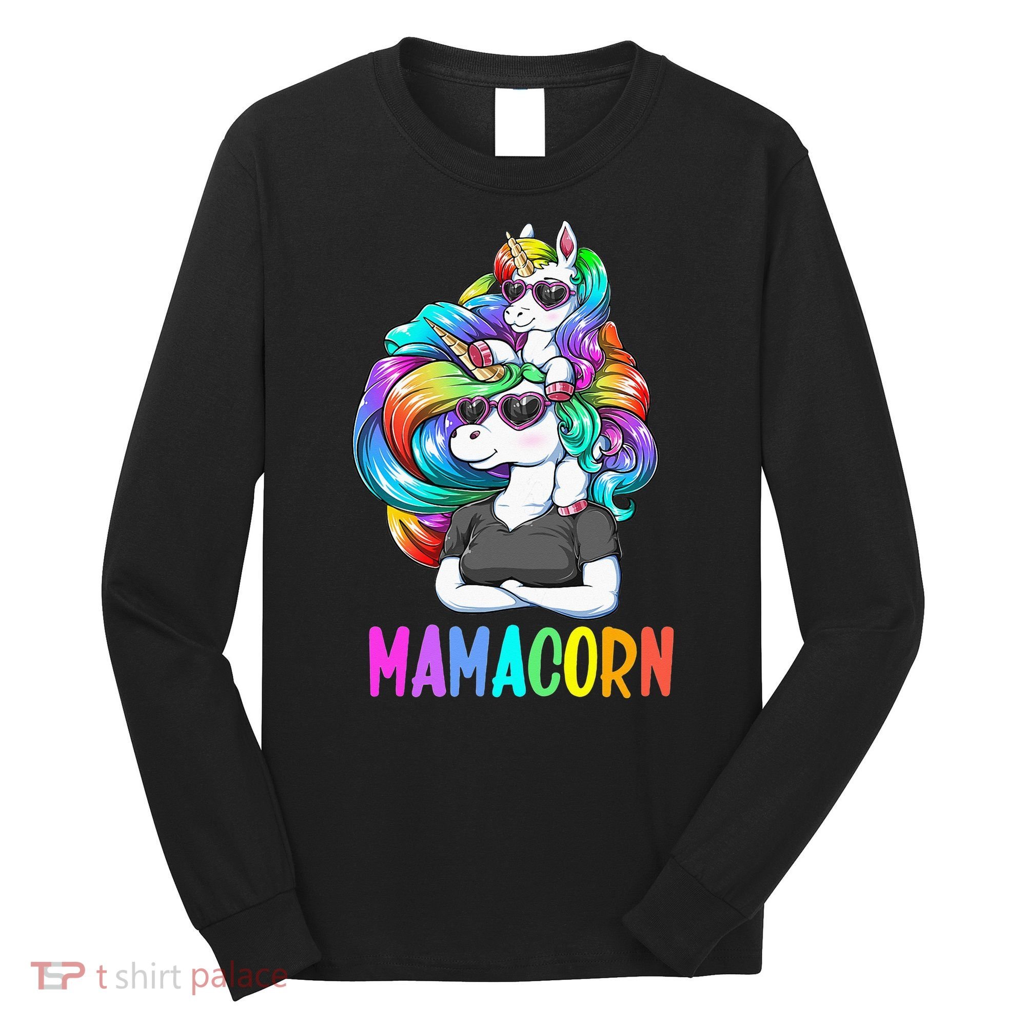 Cute Mamacorn Funny Unicorn Mothers Day Rainbow Long Sleeve Shirt