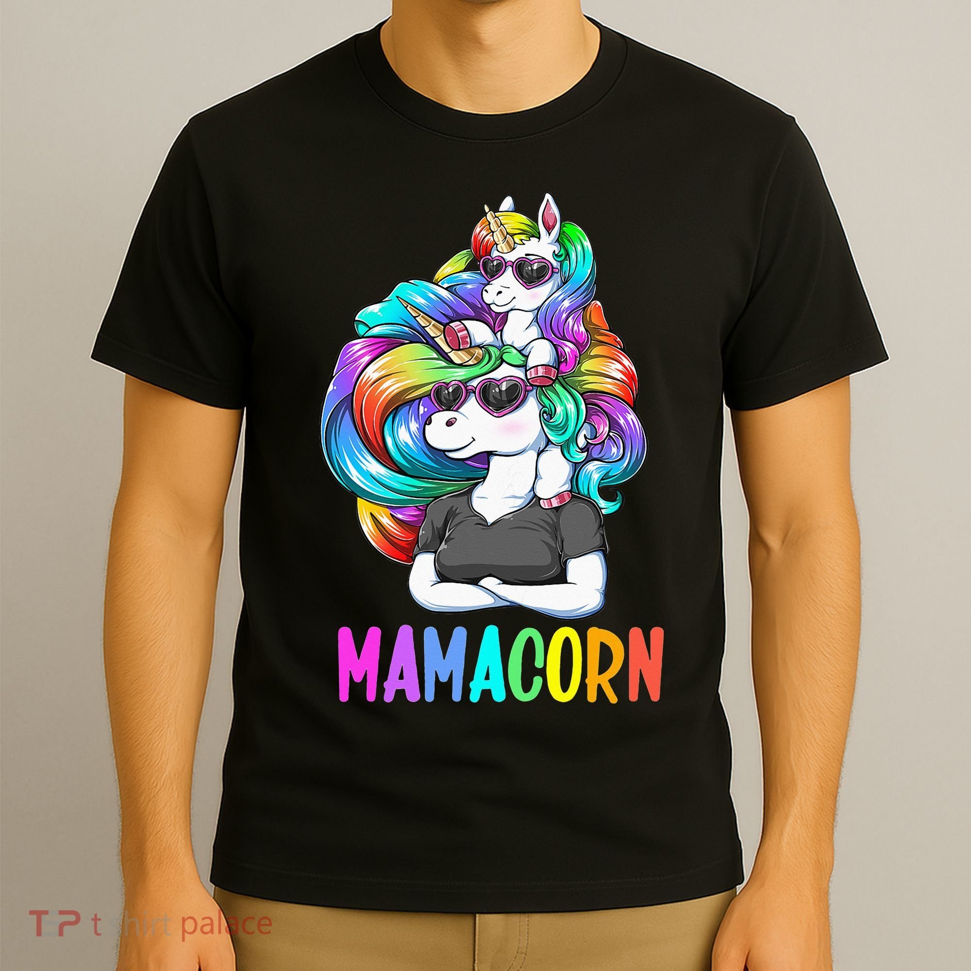 Cute Mamacorn Funny Unicorn Mothers Day Rainbow T-Shirt