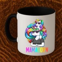 Cute Mamacorn Funny Unicorn Mothers Day Rainbow Coffee Mug thumb 2