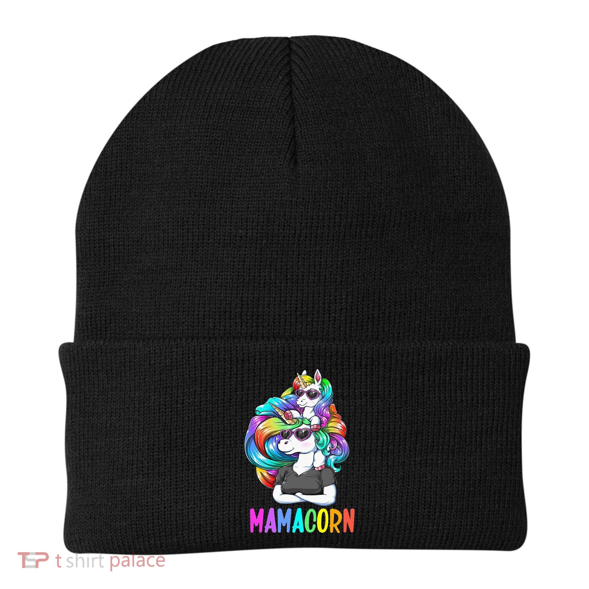 Cute Mamacorn Funny Unicorn Mothers Day Rainbow Beanie