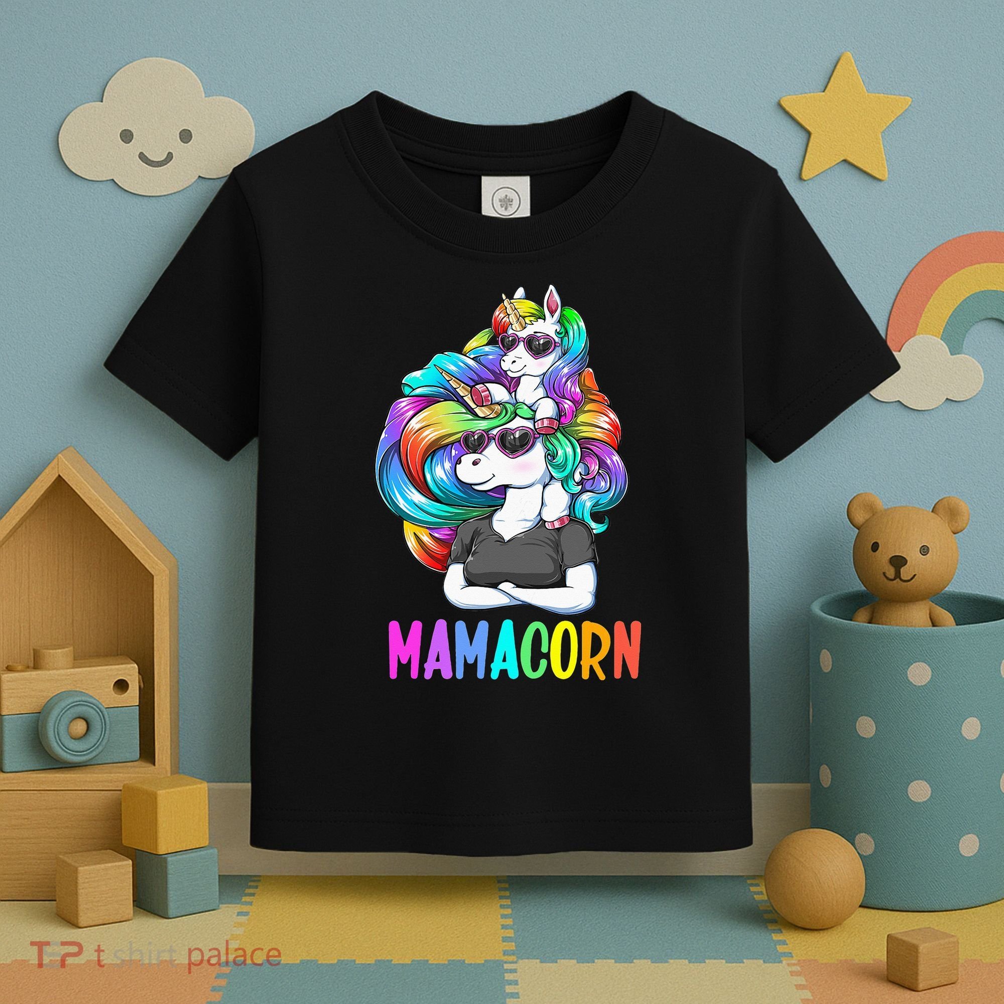 Cute Mamacorn Funny Unicorn Mothers Day Rainbow Toddler T-Shirt