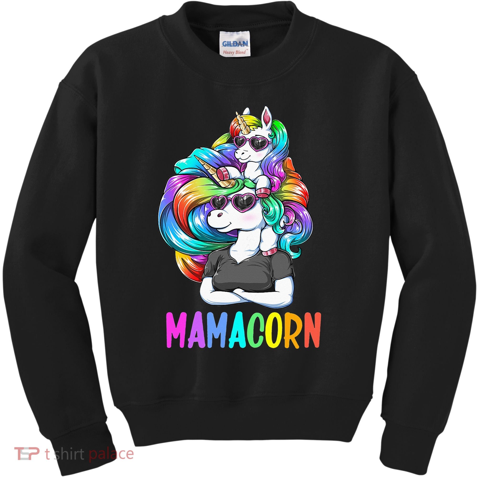 Cute Mamacorn Funny Unicorn Mothers Day Rainbow Kids Sweatshirt
