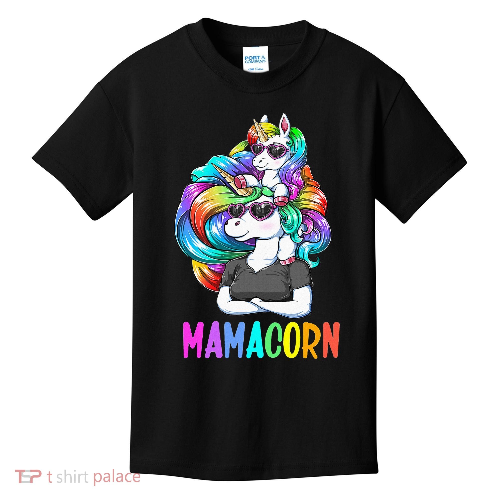 Cute Mamacorn Funny Unicorn Mothers Day Rainbow Kids T-Shirt