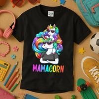 Cute Mamacorn Funny Unicorn Mothers Day Rainbow Kids T-Shirt thumb 3
