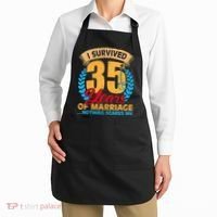 Couples Married for 35 years Funny 35th wedding anniversary Apron thumb 2