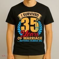 Couples Married for 35 years Funny 35th wedding anniversary T-Shirt thumb 3