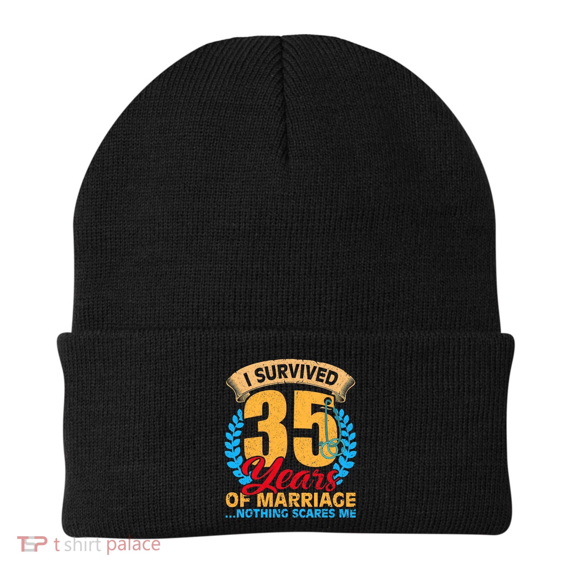 Couples Married for 35 years Funny 35th wedding anniversary Beanie