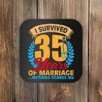 Couples Married for 35 years Funny 35th wedding anniversary Coaster thumb 0