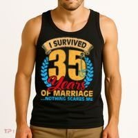 Couples Married for 35 years Funny 35th wedding anniversary Tank Top thumb 3