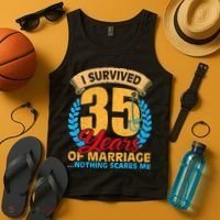 Couples Married for 35 years Funny 35th wedding anniversary Tank Top thumb 4