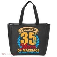 Couples Married for 35 years Funny 35th wedding anniversary Tote Bag thumb 0