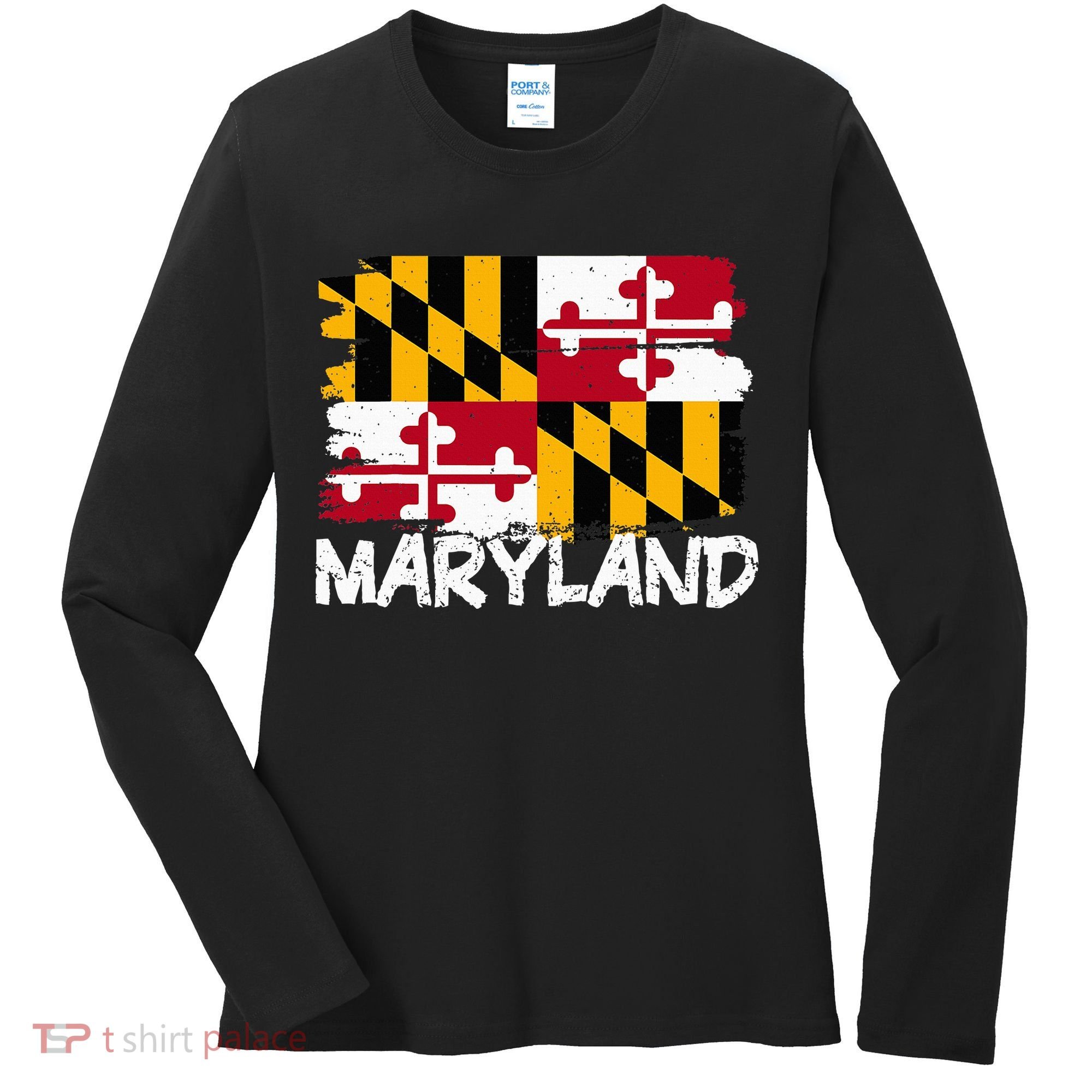 Cool Maryland Flag Women's Long Sleeve Shirt