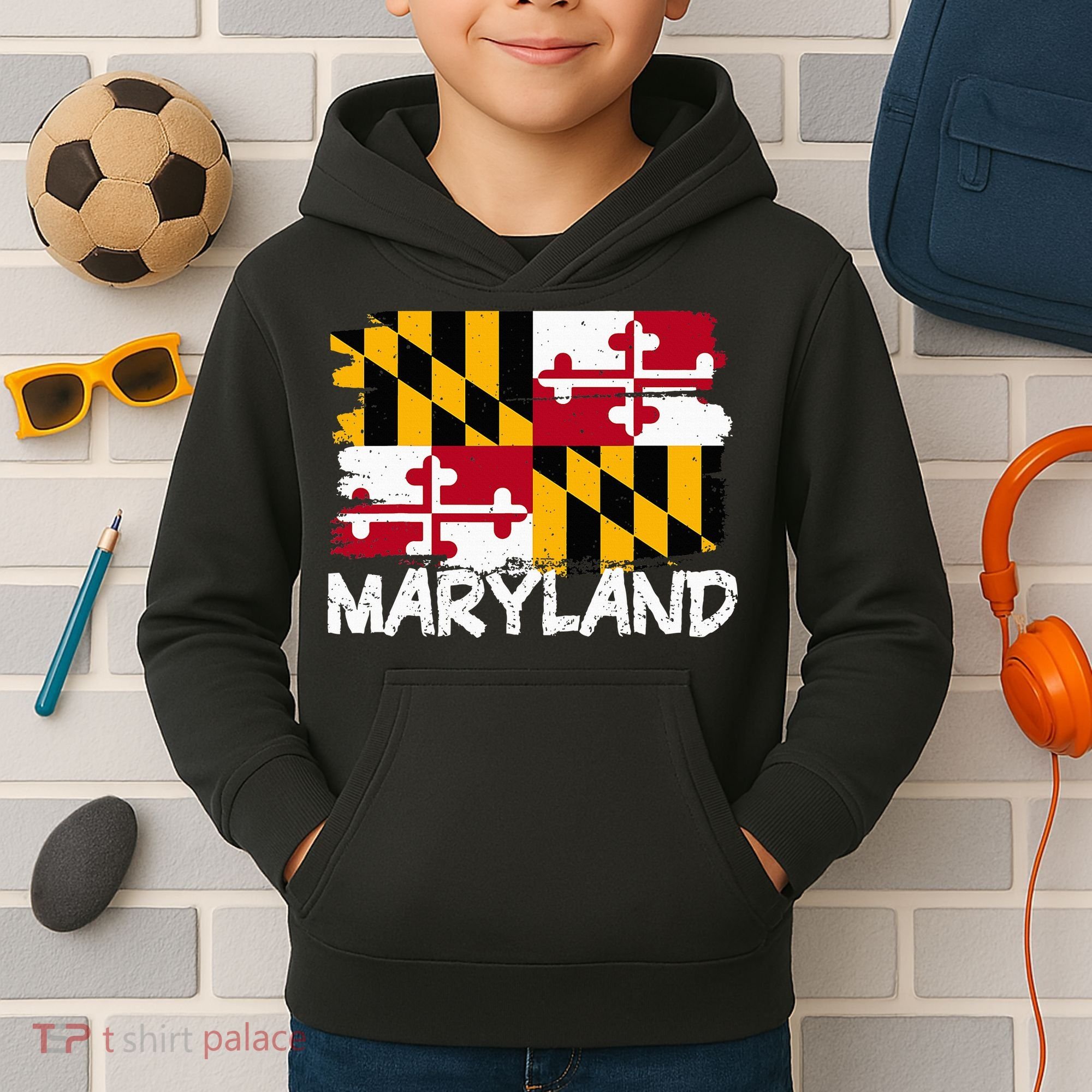 Cool Maryland Flag Kids Hoodie