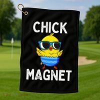 Chick Magnet Funny Easter Cute Baby Chicken Lover Golf Towel thumb 1
