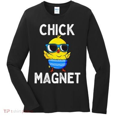 Chick Magnet Funny Easter Cute Baby Chicken Lover Women's Long Sleeve Shirt