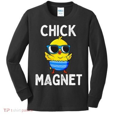 Chick Magnet Funny Easter Cute Baby Chicken Lover Kids Long Sleeve Shirt