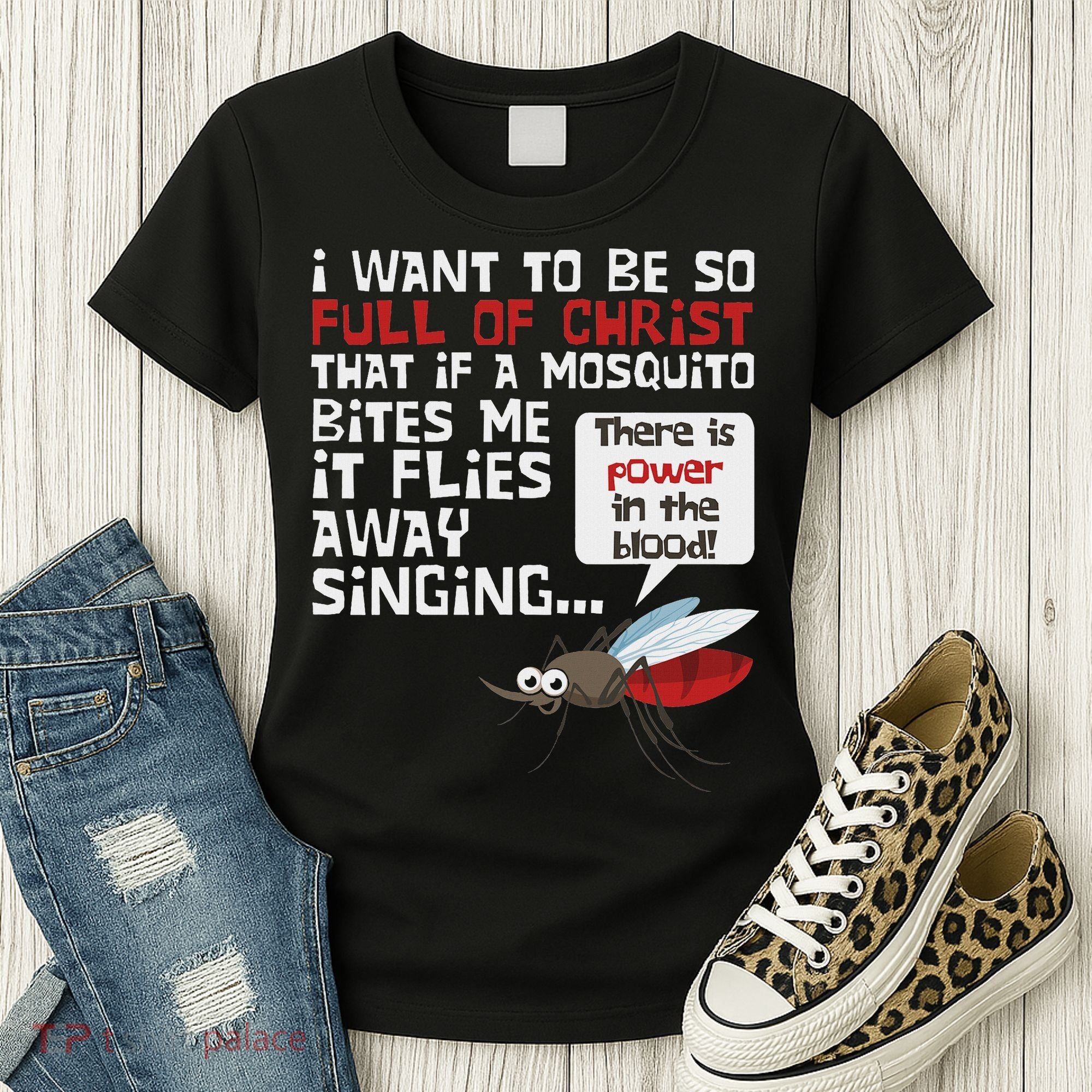Christian Mosquito Funny Gag Jokes Religious Christian Women's T-Shirt