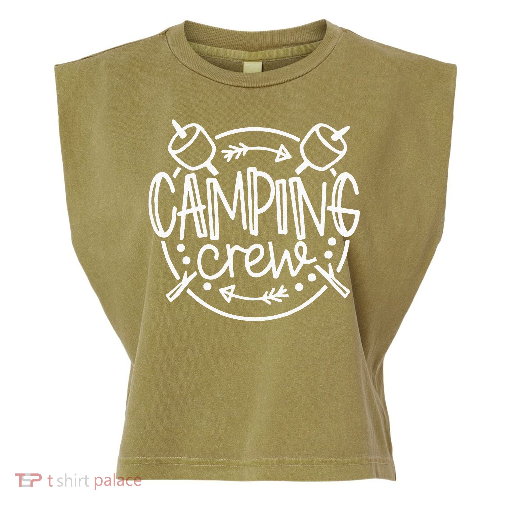 Camping Matching For Family Camper Group Camping Crew Garment-Dyed Women's Muscle Tee