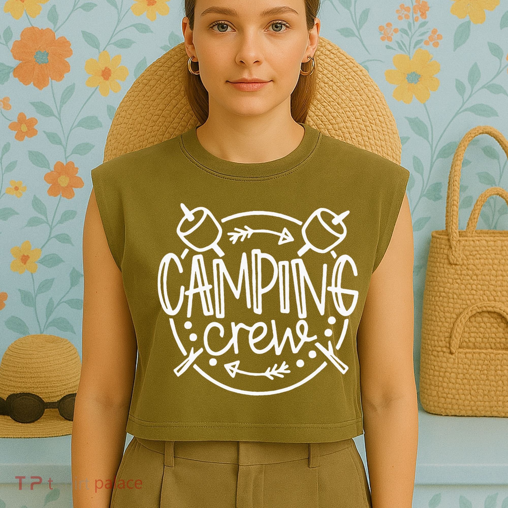Camping Matching For Family Camper Group Camping Crew Garment-Dyed Women's Muscle Tee