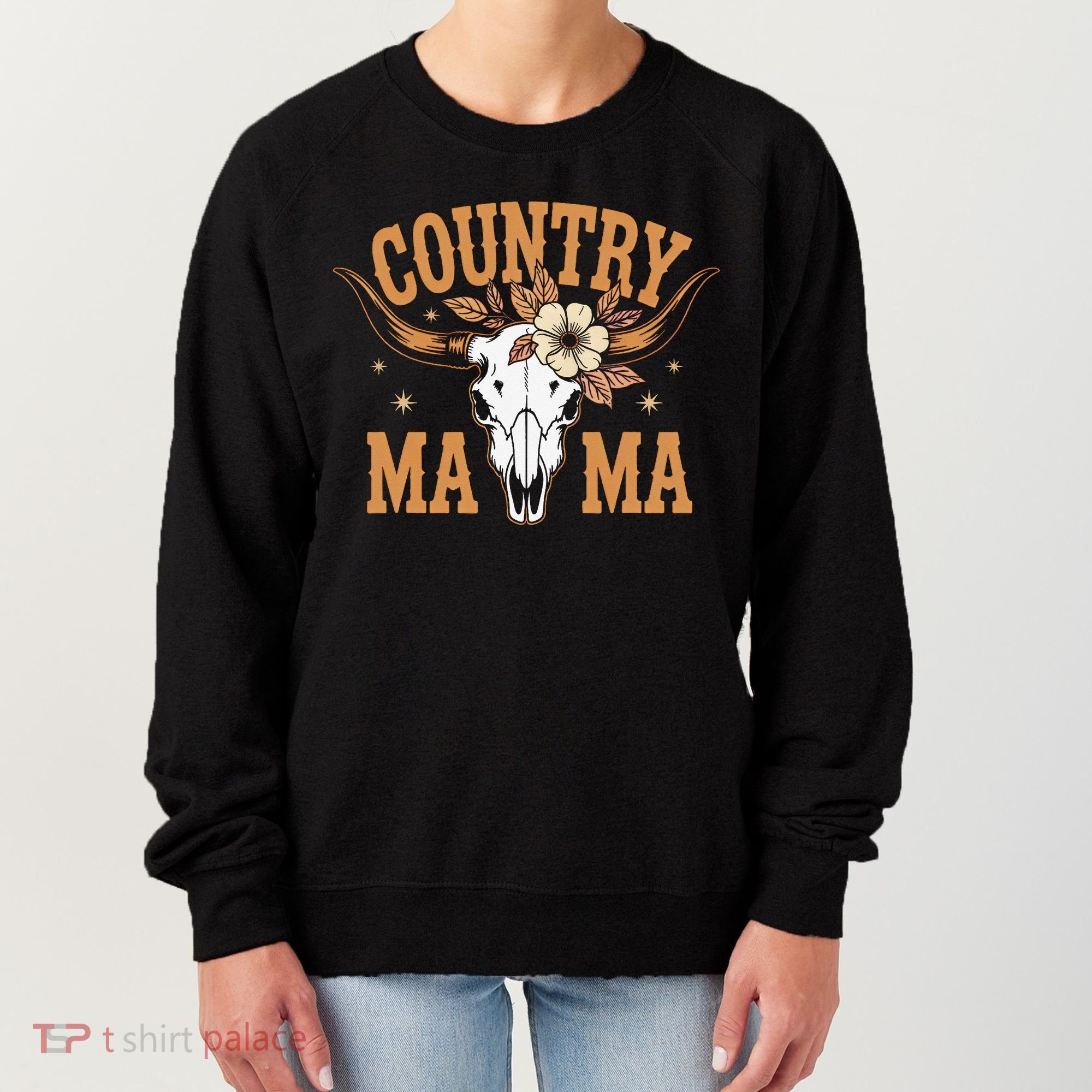 Country Mama Floral Skull Horns Star Women's Sweatshirt