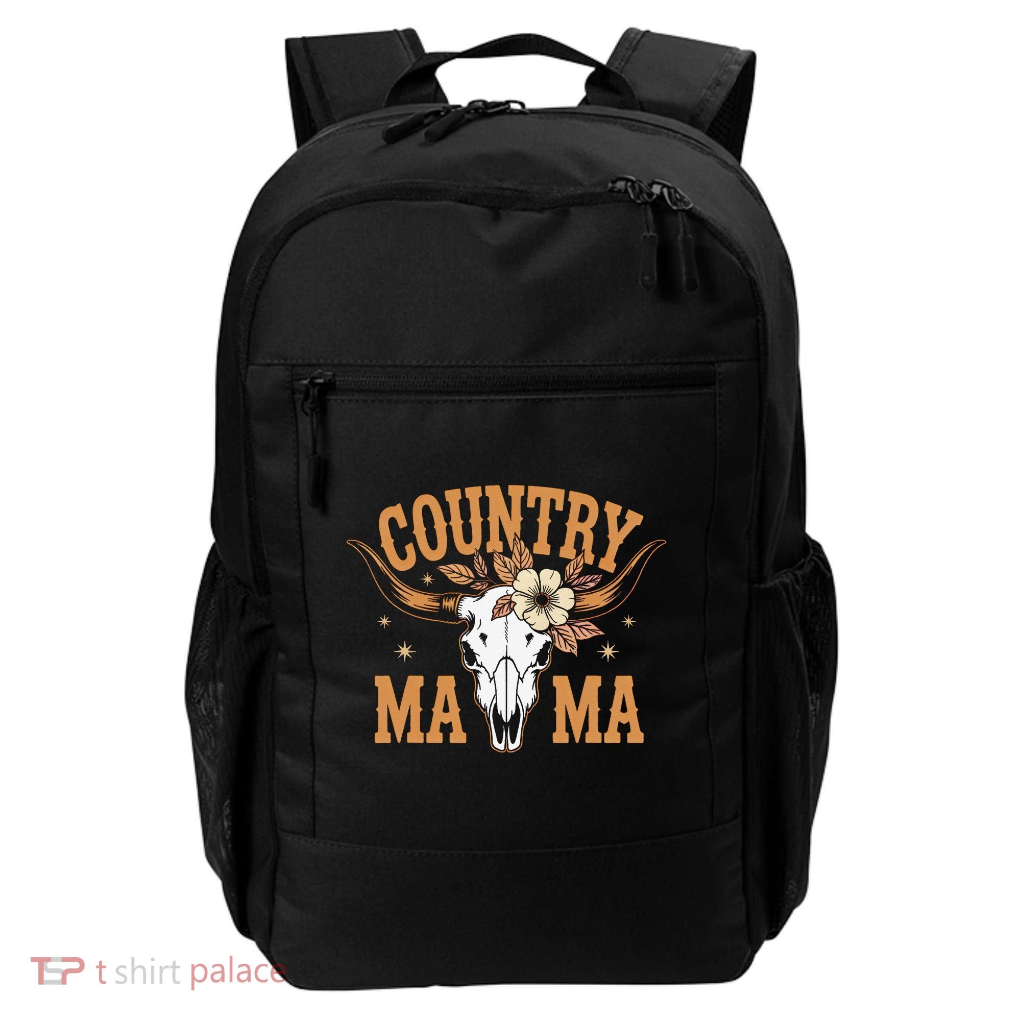 Country Mama Floral Skull Horns Star Backpack