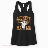 Country Mama Floral Skull Horns Star Women's Tank Top thumb 0
