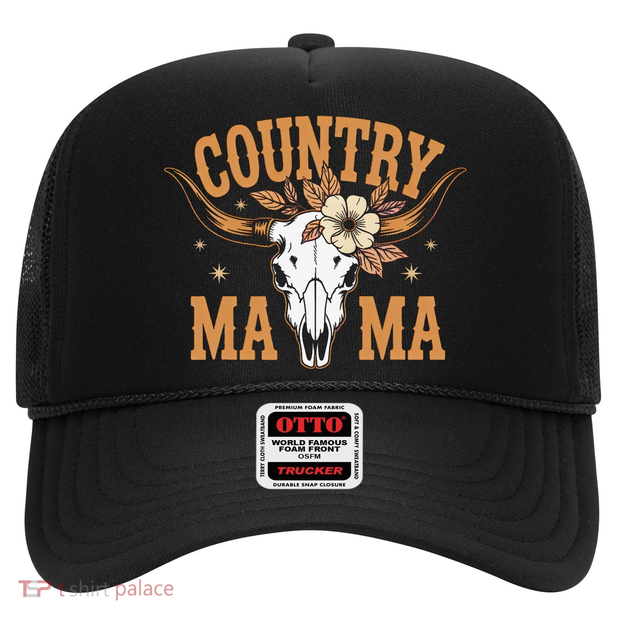 Country Mama Floral Skull Horns Star Hat