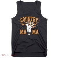 Country Mama Floral Skull Horns Star Tank Top thumb 0