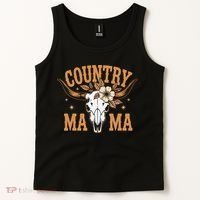 Country Mama Floral Skull Horns Star Tank Top thumb 2