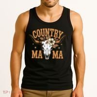 Country Mama Floral Skull Horns Star Tank Top thumb 3