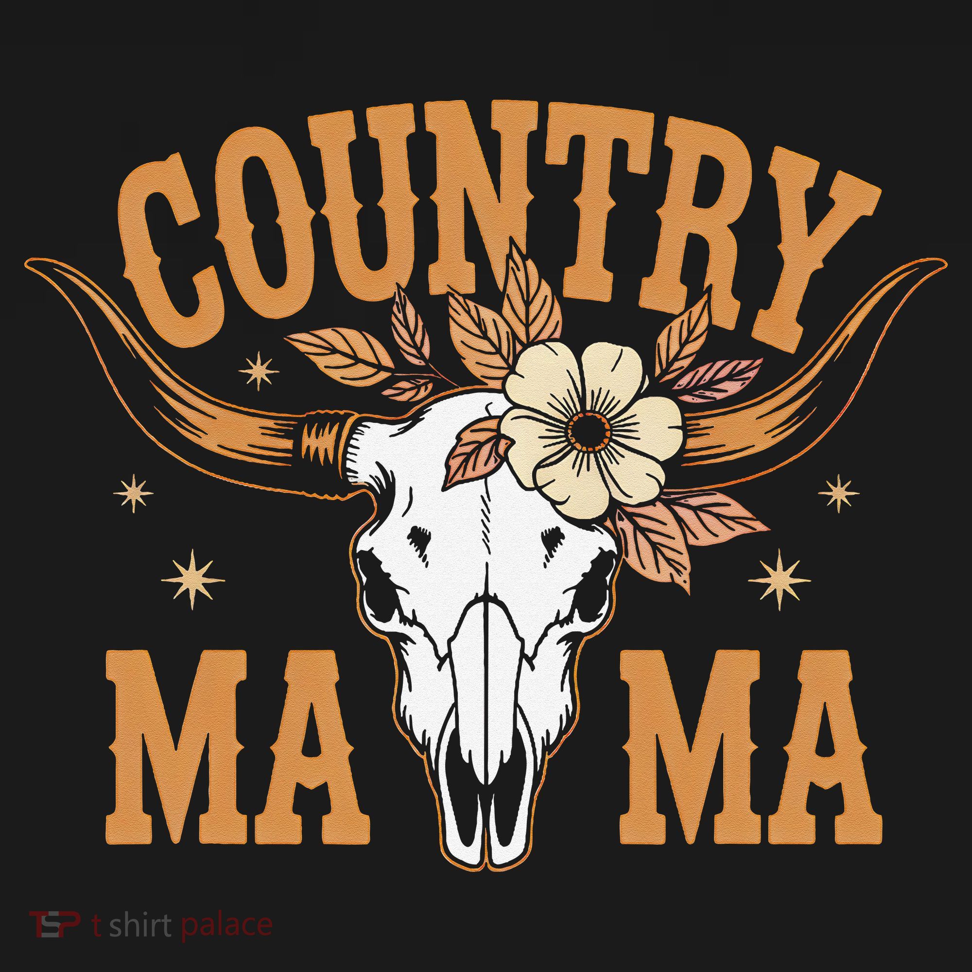 Country Mama Floral Skull Horns Star Visor
