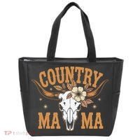Country Mama Floral Skull Horns Star Tote Bag thumb 0