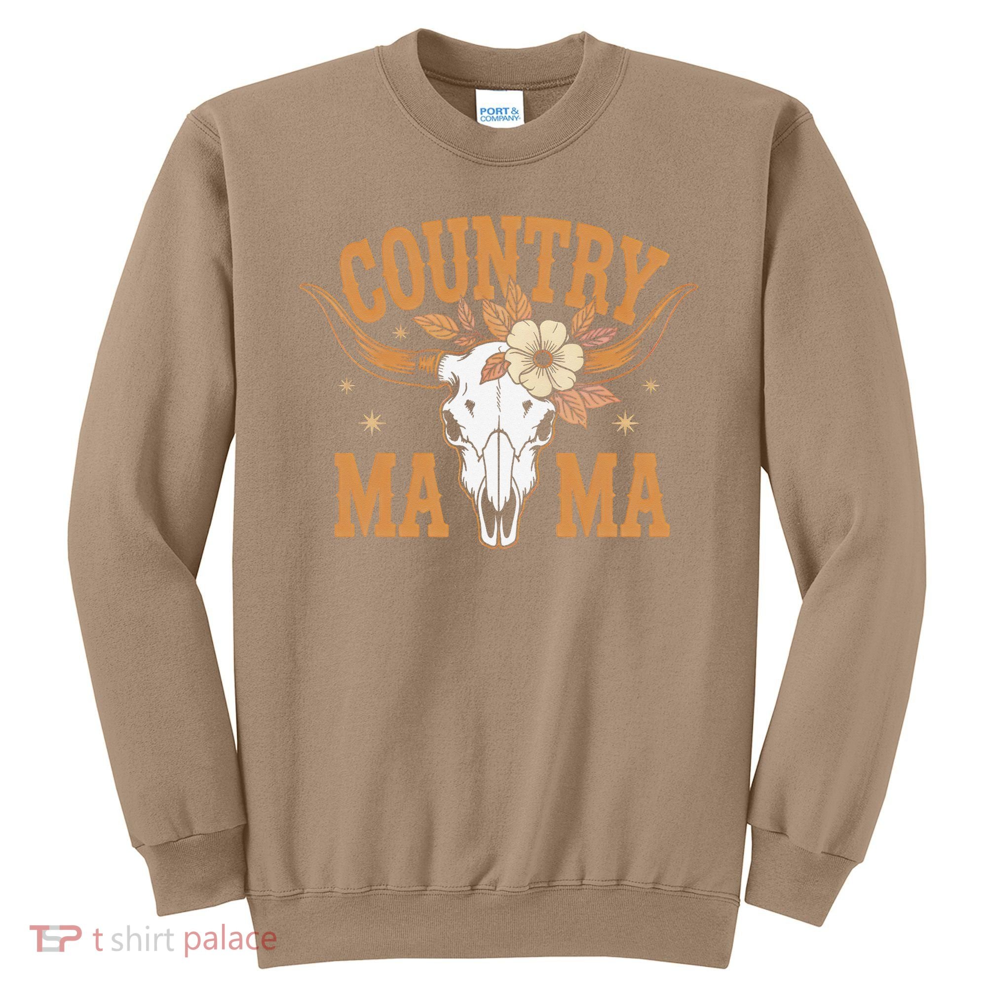 Country Mama Floral Skull Horns Star Sweatshirt