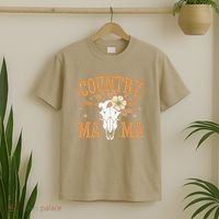 Country Mama Floral Skull Horns Star T-Shirt thumb 2