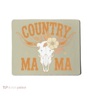 Country Mama Floral Skull Horns Star Mousepad