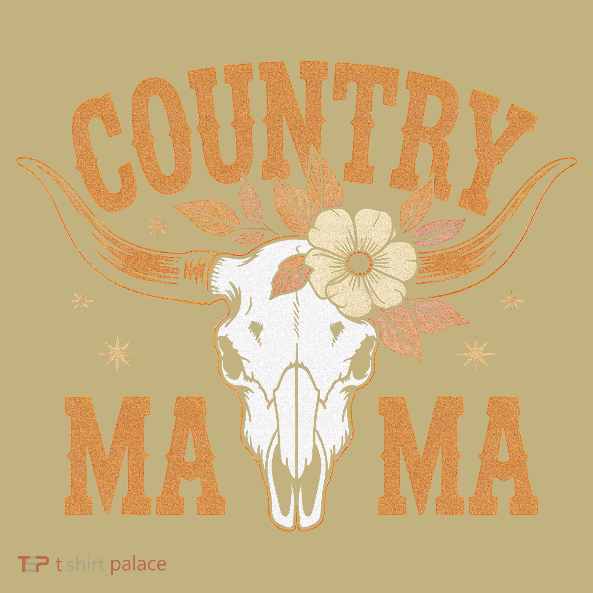 Country Mama Floral Skull Horns Star Mousepad