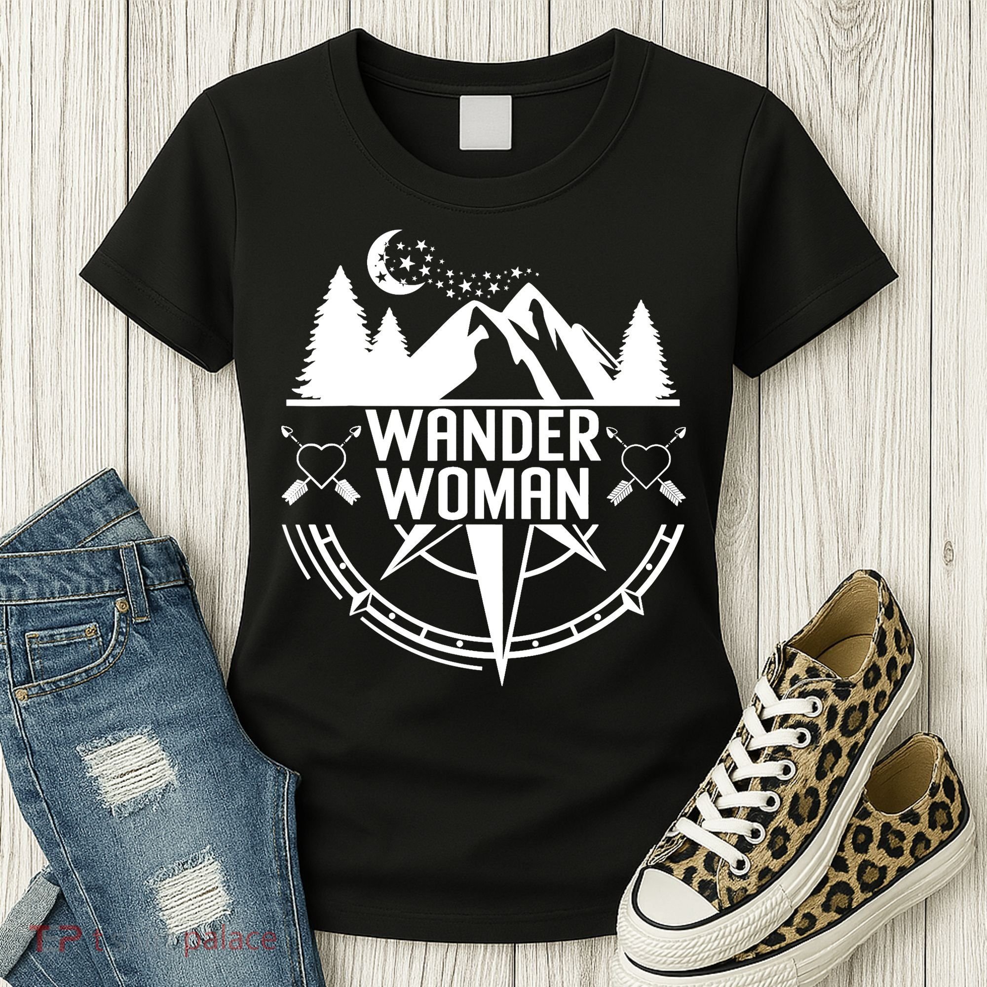 Compass Mountain For Wo,Wander Woman Hiking Women's T-Shirt