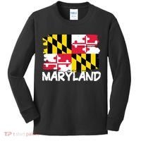 Cool Maryland Flag Kids Long Sleeve Shirt thumb 0