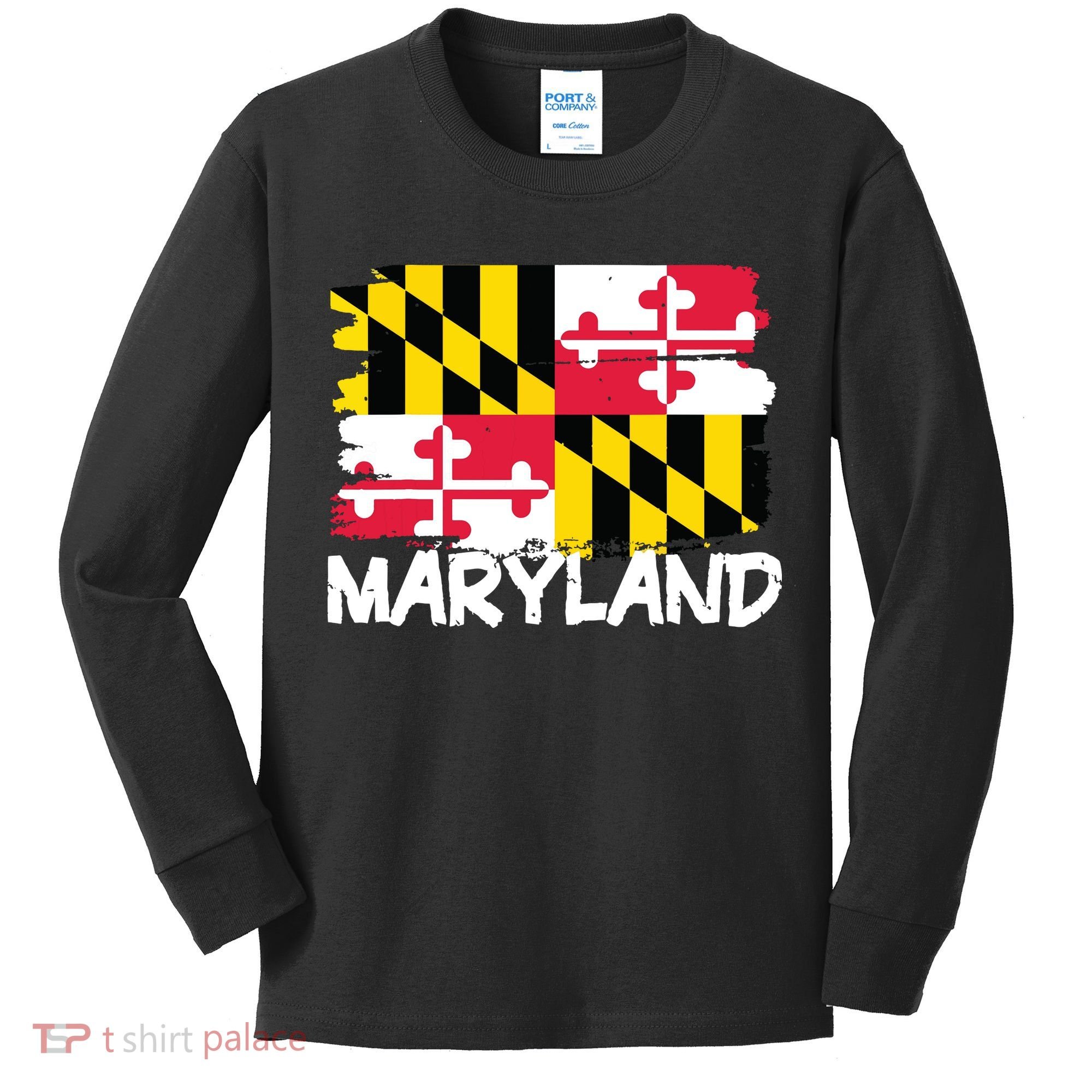 Cool Maryland Flag Kids Long Sleeve Shirt