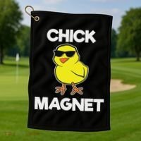 Chick Magne Funny Easter Cool Chick Golf Towel thumb 1