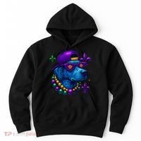 Cool Mardi Gras Purple Spade Dog Hoodie thumb 0