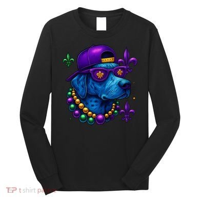 Cool Mardi Gras Purple Spade Dog Long Sleeve Shirt