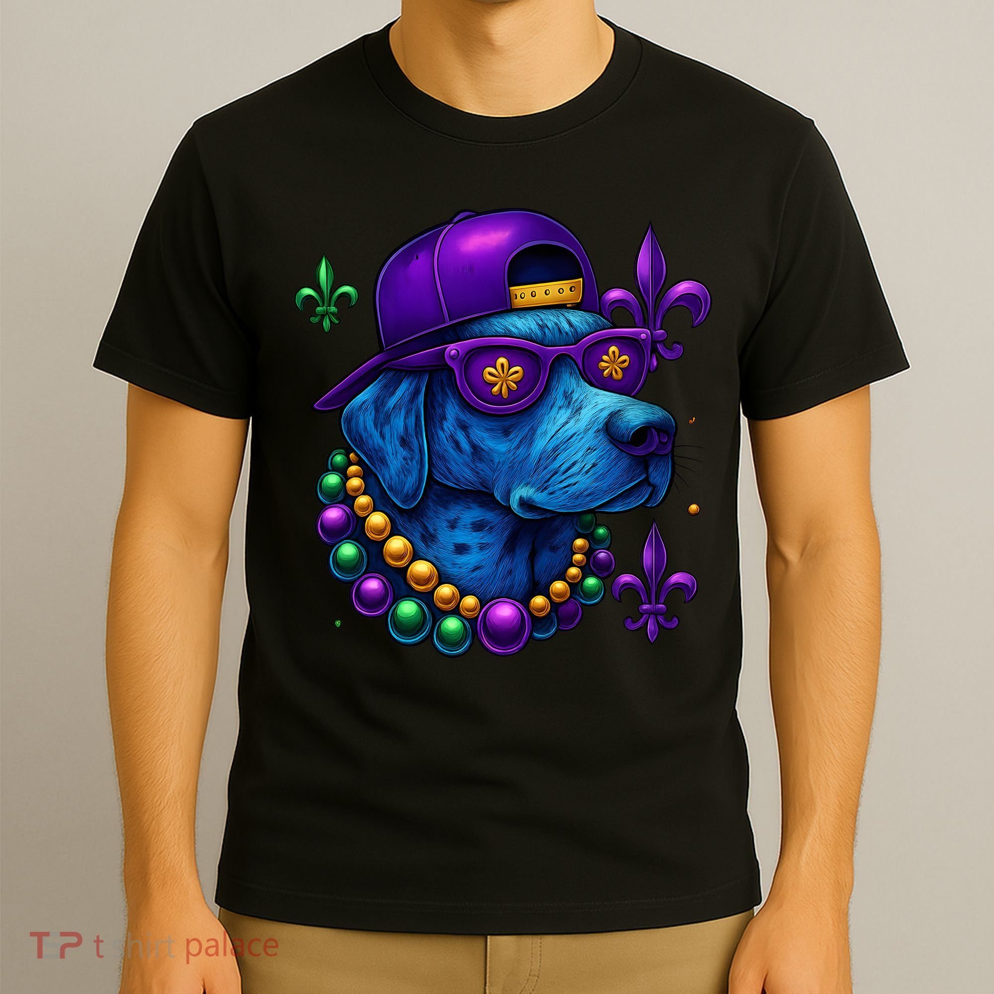 Cool Mardi Gras Purple Spade Dog T-Shirt